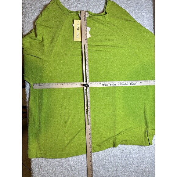 2002 Caroline Top Womens Plus One Size Green Pullover Very Stretchy Long Sleeve - Picture 9 of 9